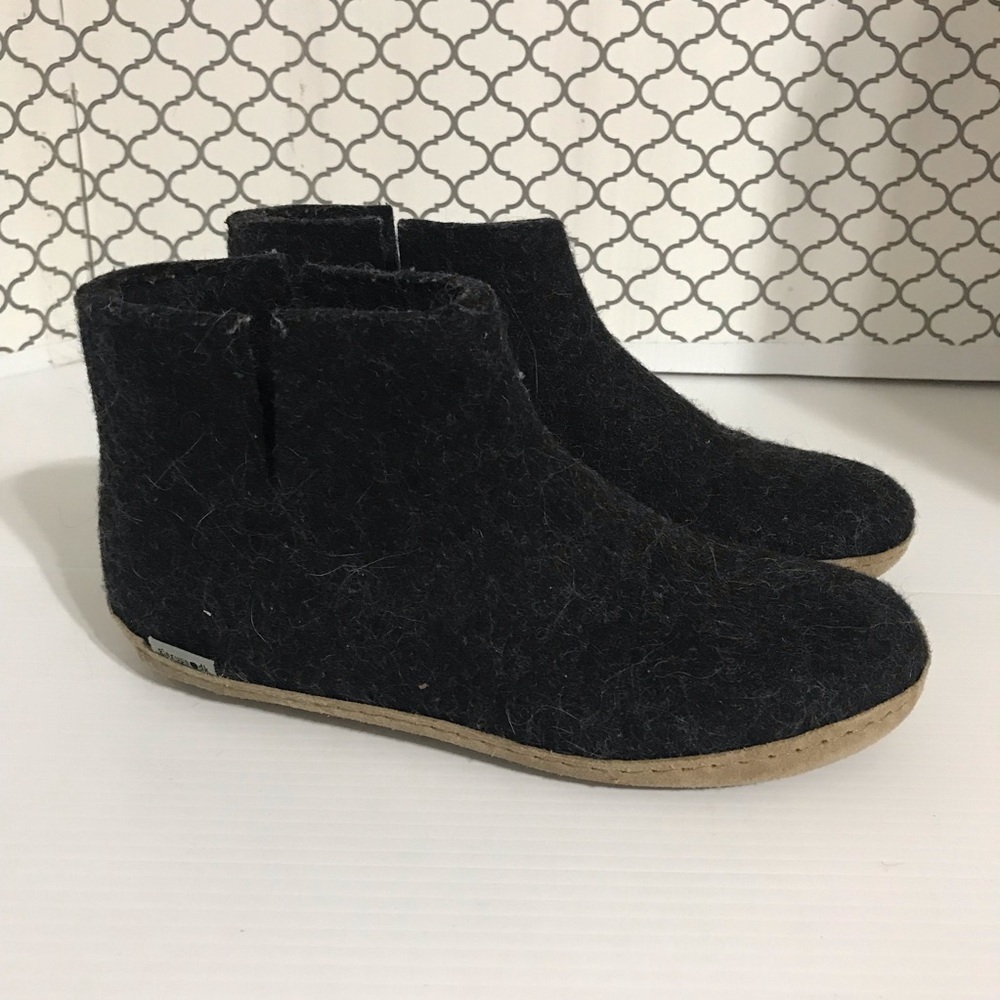 Glerups Black Wool Felt Ankle Boots Size 39